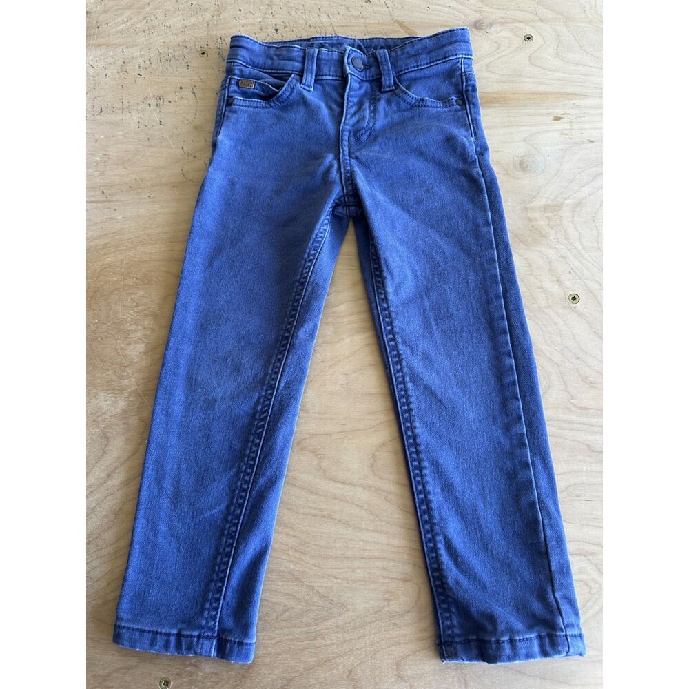 Mayoral Fantastic Boys Size 3 Navy Stretch Jeans Straight Slim Dark Wash EUC